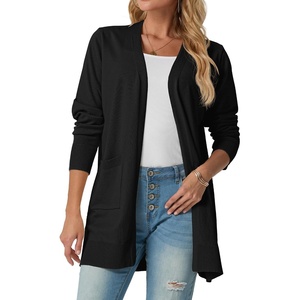image:imageGRECERELLE Womens Lightweight Knit Long Cardigan Sweater Fall Outfits 202601 Black