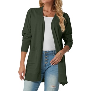 image:imageGRECERELLE Womens Lightweight Knit Long Cardigan Sweater Fall Outfits 2026Army Green