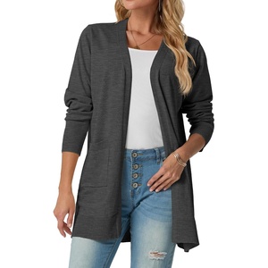 image:imageGRECERELLE Womens Lightweight Knit Long Cardigan Sweater Fall Outfits 2026Charcoal