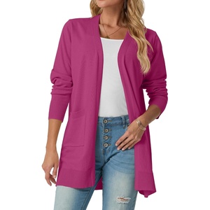 image:imageGRECERELLE Womens Lightweight Knit Long Cardigan Sweater Fall Outfits 2026Hot Pink