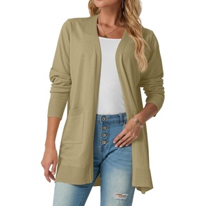 image:imageGRECERELLE Womens Lightweight Knit Long Cardigan Sweater Fall Outfits 2026Khaki