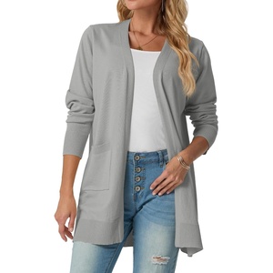 image:imageGRECERELLE Womens Lightweight Knit Long Cardigan Sweater Fall Outfits 2026Light Grey