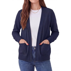 image:imageGRECERELLE Womens Lightweight Long Sleeve Open Front Knit Cardigans Sweaters with PocketsNavy Blue