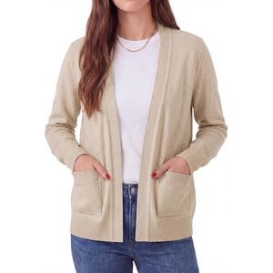 image:imageGRECERELLE Womens Lightweight Long Sleeve Open Front Knit Cardigans Sweaters with PocketsOatmeal
