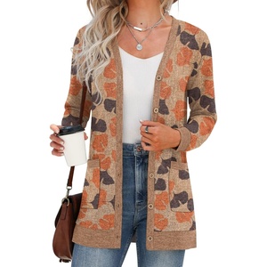 image:imageGRECERELLE Womens Long Sleeve Open Front Cardigan Button Down Ribbed Lightweight Knit Outerwear with PocketGinkgo Yellow