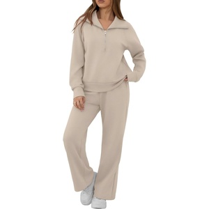 image:imageGRECERELLE Womens Lounge Sets 2 Piece Sweatsuit Outfits Matching TracksuitOatmeal