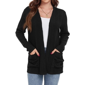 image:imageGRECERELLE Womens Open Front Lightweight Cardigan Fall Sweaters OutwearAblack