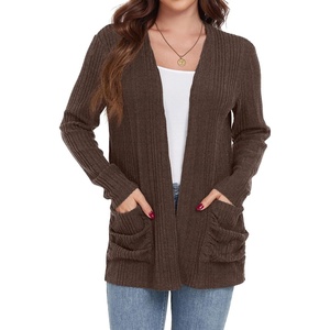 image:imageGRECERELLE Womens Open Front Lightweight Cardigan Fall Sweaters OutwearAbrown