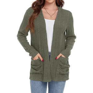 image:imageGRECERELLE Womens Open Front Lightweight Cardigan Fall Sweaters OutwearArmy Green