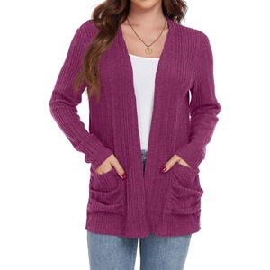 image:imageGRECERELLE Womens Open Front Lightweight Cardigan Fall Sweaters OutwearHot Pink