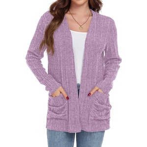 image:imageGRECERELLE Womens Open Front Lightweight Cardigan Fall Sweaters OutwearLight Purple