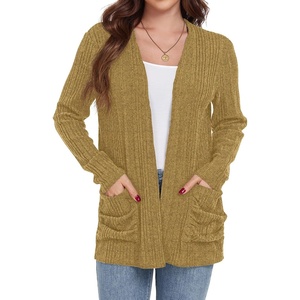 image:imageGRECERELLE Womens Open Front Lightweight Cardigan Fall Sweaters OutwearMustard Yellow