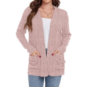 image:imageGRECERELLE Womens Open Front Lightweight Cardigan Fall Sweaters OutwearPink Gray