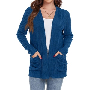 image:imageGRECERELLE Womens Open Front Lightweight Cardigan Fall Sweaters OutwearRoyal Blue