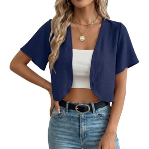 image:imageGRECERELLE Womens Summer Lightweight Cropped Cardigan ShrugDark Blue