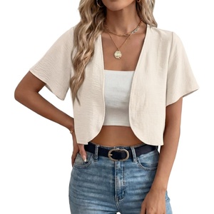 image:imageGRECERELLE Womens Summer Lightweight Cropped Cardigan ShrugIvory White