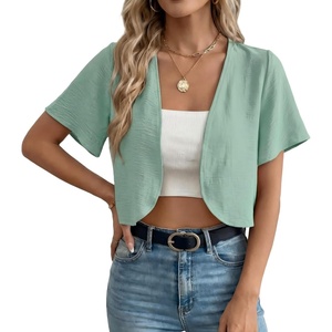 image:imageGRECERELLE Womens Summer Lightweight Cropped Cardigan ShrugMint Green