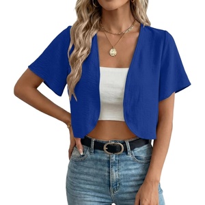 image:imageGRECERELLE Womens Summer Lightweight Cropped Cardigan ShrugRoyal Blue