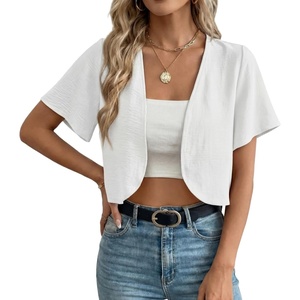 image:imageGRECERELLE Womens Summer Lightweight Cropped Cardigan ShrugWhite