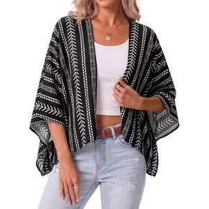 image:imageGRECERELLE Womens Summer Lightweight Cropped CardiganBohemian Stripe