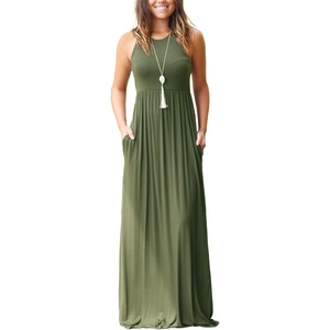 image:imageGRECERELLE Womens Summer Sleeveless Casual Long Tank Maxi Dress with Pockets XS3XLArmy Green