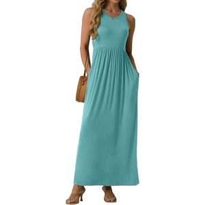 image:imageGRECERELLE Womens Summer Sleeveless Casual Long Tank Maxi Dress with Pockets XS3XLCyan