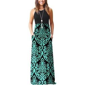 image:imageGRECERELLE Womens Summer Sleeveless Casual Long Tank Maxi Dress with Pockets XS3XLFloral Blue Green