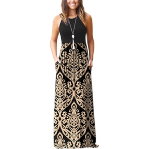 image:imageGRECERELLE Womens Summer Sleeveless Casual Long Tank Maxi Dress with Pockets XS3XLFloral Khaki