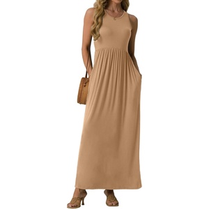 image:imageGRECERELLE Womens Summer Sleeveless Casual Long Tank Maxi Dress with Pockets XS3XLKhaki