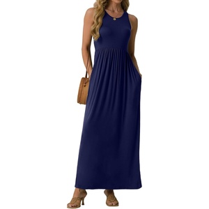 image:imageGRECERELLE Womens Summer Sleeveless Casual Long Tank Maxi Dress with Pockets XS3XLNavy Blue