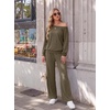 image:imageGRECERELLE 2026 Womens Athleisure Set Sweatshirt amp Wide Leg SweatpantsArmy Green