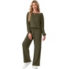 image:imageGRECERELLE 2026 Womens Athleisure Set Sweatshirt amp Wide Leg SweatpantsArmy Green