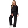 image:imageGRECERELLE 2026 Womens Athleisure Set Sweatshirt amp Wide Leg SweatpantsBlack