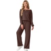 image:imageGRECERELLE 2026 Womens Athleisure Set Sweatshirt amp Wide Leg SweatpantsDark Coffee
