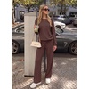 image:imageGRECERELLE 2026 Womens Athleisure Set Sweatshirt amp Wide Leg SweatpantsDark Coffee