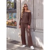 image:imageGRECERELLE 2026 Womens Athleisure Set Sweatshirt amp Wide Leg SweatpantsDark Coffee