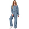 image:imageGRECERELLE 2026 Womens Athleisure Set Sweatshirt amp Wide Leg SweatpantsDenim Blue