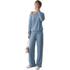image:imageGRECERELLE 2026 Womens Athleisure Set Sweatshirt amp Wide Leg SweatpantsDenim Blue