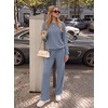 image:imageGRECERELLE 2026 Womens Athleisure Set Sweatshirt amp Wide Leg SweatpantsDenim Blue