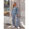 image:imageGRECERELLE 2026 Womens Athleisure Set Sweatshirt amp Wide Leg SweatpantsDenim Blue