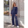 image:imageGRECERELLE 2026 Womens Athleisure Set Sweatshirt amp Wide Leg SweatpantsNavy Blue