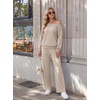image:imageGRECERELLE 2026 Womens Athleisure Set Sweatshirt amp Wide Leg SweatpantsOatmeal