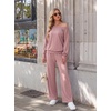 image:imageGRECERELLE 2026 Womens Athleisure Set Sweatshirt amp Wide Leg SweatpantsRose Brown