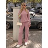 image:imageGRECERELLE 2026 Womens Athleisure Set Sweatshirt amp Wide Leg SweatpantsRose Brown
