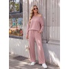 image:imageGRECERELLE 2026 Womens Athleisure Set Sweatshirt amp Wide Leg SweatpantsRose Pink