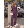 image:imageGRECERELLE 2026 Womens Athleisure Set Sweatshirt amp Wide Leg SweatpantsRosewood