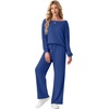 image:imageGRECERELLE 2026 Womens Athleisure Set Sweatshirt amp Wide Leg SweatpantsRoyal Blue