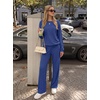 image:imageGRECERELLE 2026 Womens Athleisure Set Sweatshirt amp Wide Leg SweatpantsRoyal Blue