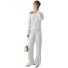 image:imageGRECERELLE 2026 Womens Athleisure Set Sweatshirt amp Wide Leg SweatpantsVgwhite Gray