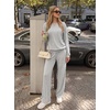 image:imageGRECERELLE 2026 Womens Athleisure Set Sweatshirt amp Wide Leg SweatpantsVgwhite Gray